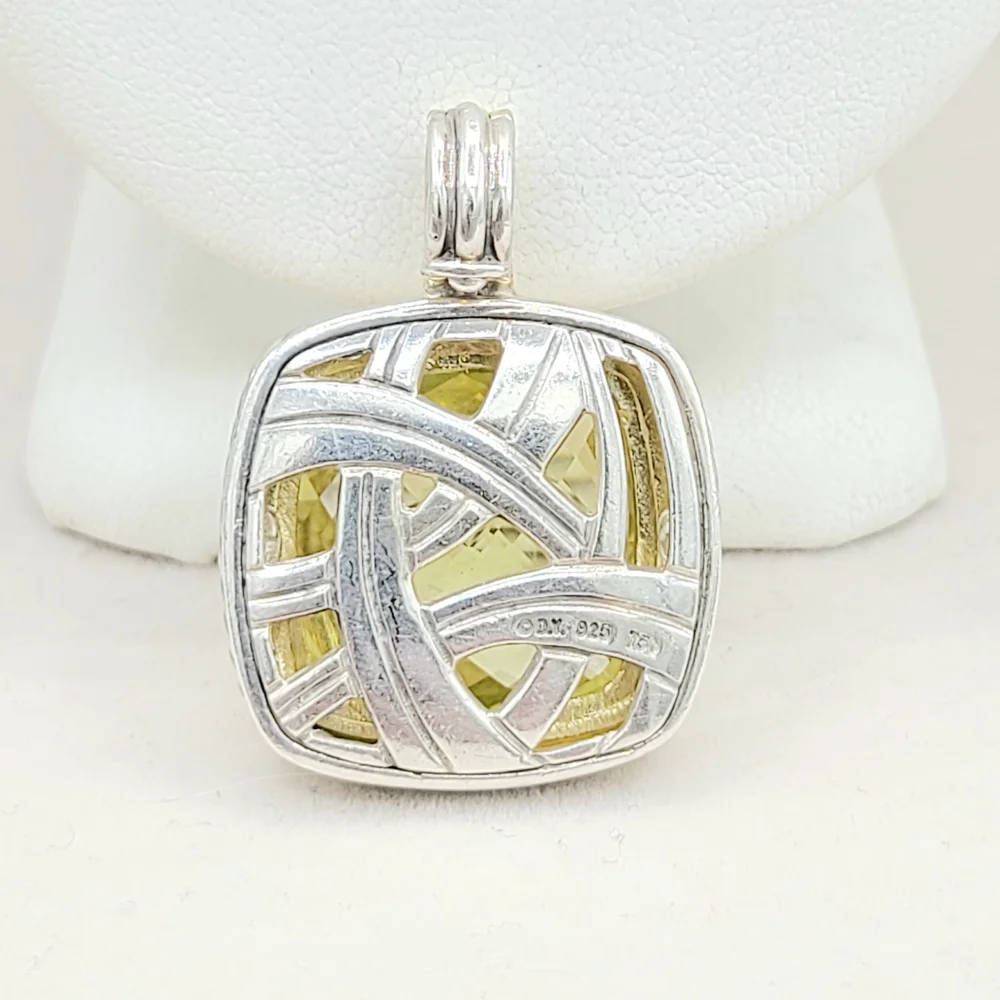 David Yurman Albion 20mm Lemon Citrine Pendant Enhancer With 18k Gold - Picture 2 of 7